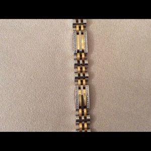 Bracelet SS, with gold tones & diamonds